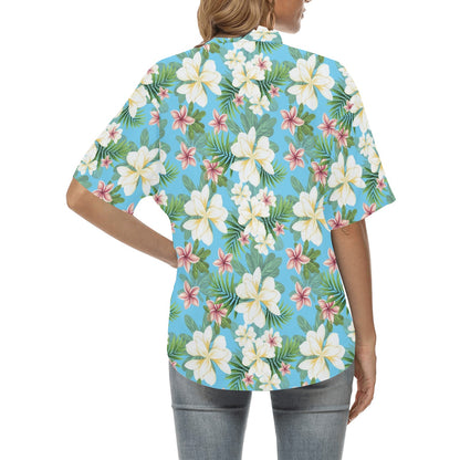 Plumeria Pattern Print Design PM028 Women's Hawaiian Shirt