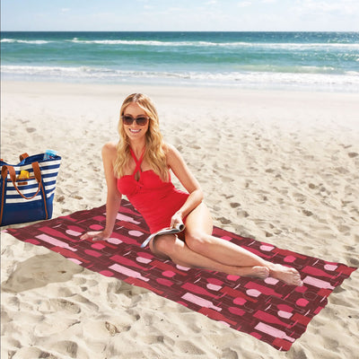 Wine Print Design LKS304 Beach Towel 32" x 71"