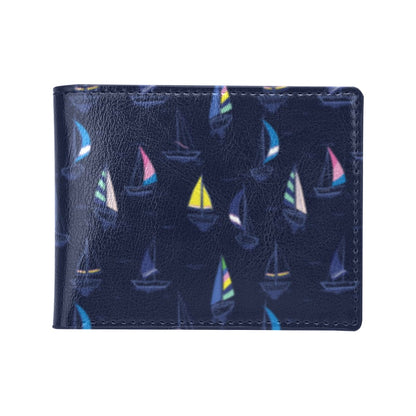 Sailboat Print Design LKS305 Men's ID Card Wallet