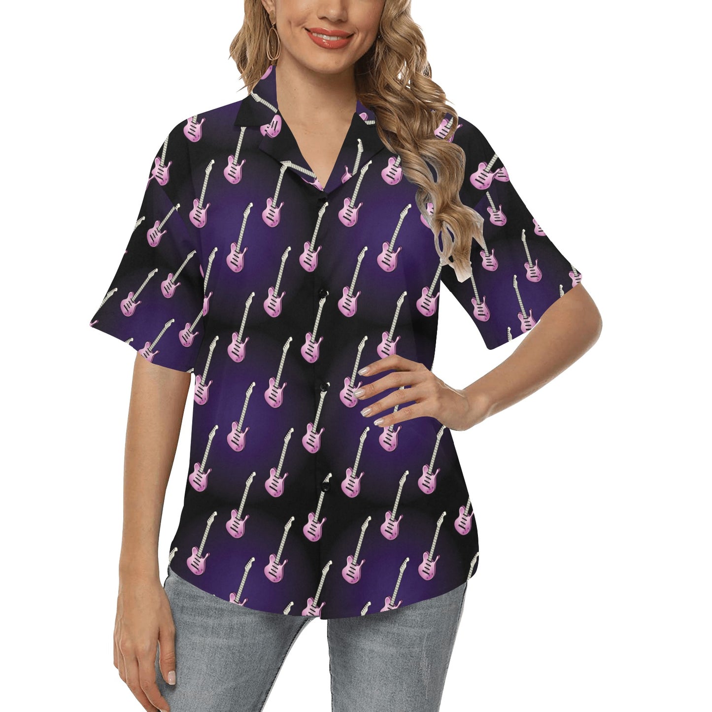 Electric Guitar Print Design LKS405 Women's Hawaiian Shirt
