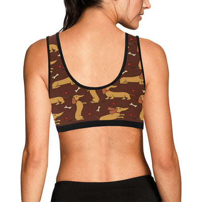 Dachshund Happy Print Pattern Sports Bra