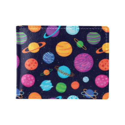 Planet Multicolor Print Design LKS302 Men's ID Card Wallet