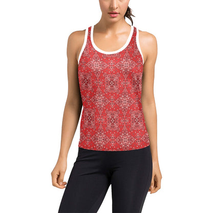 Bandana Red Pattern Print Design LKS3010 Women's Racerback Tank Top