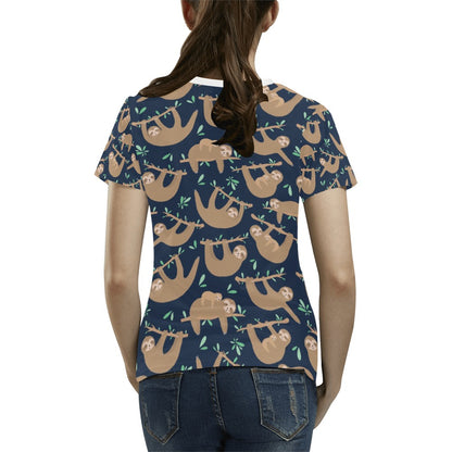 Sloth Print Design LKS307 Women's  T-shirt