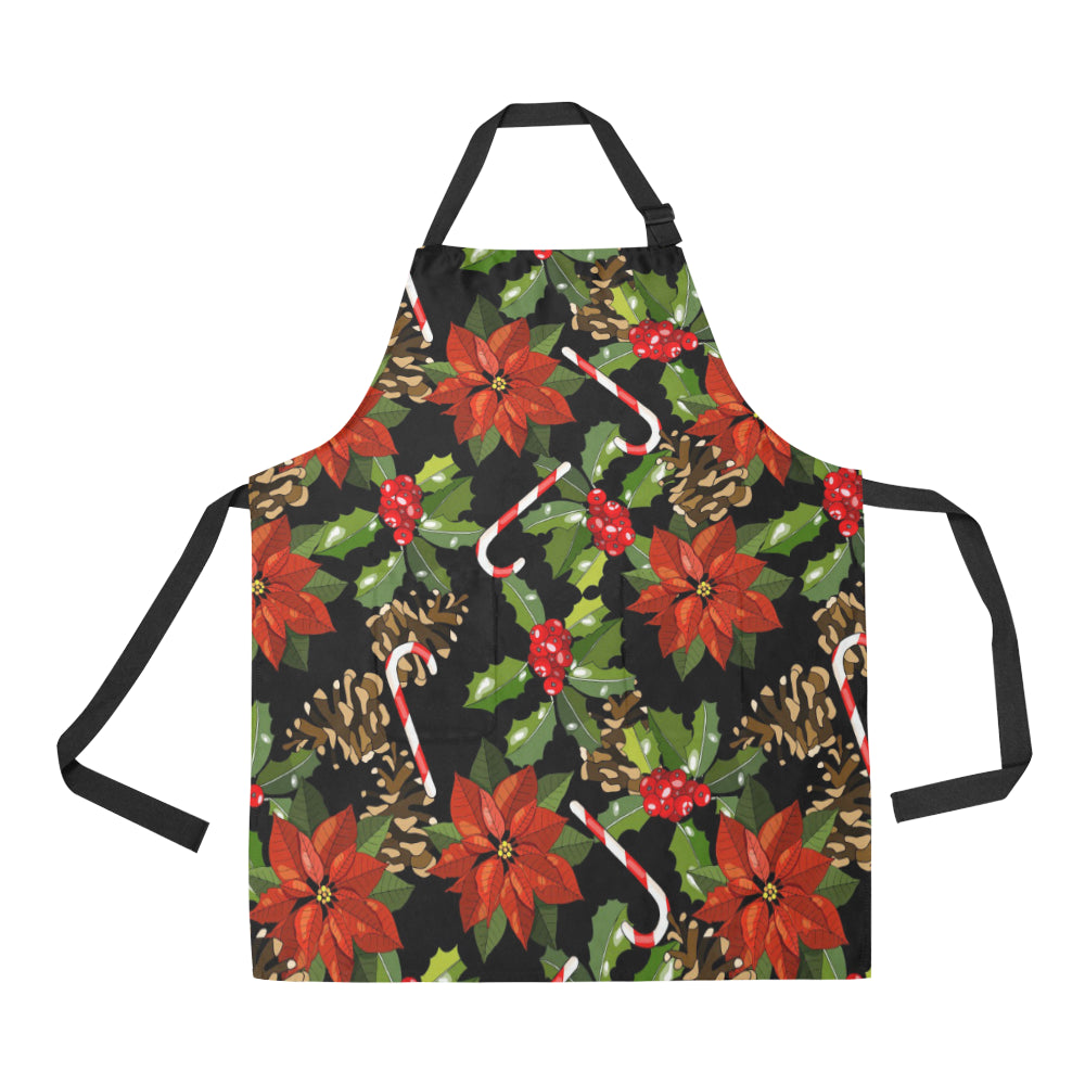 Poinsettia Pattern Print Design POT01 Apron with Pocket