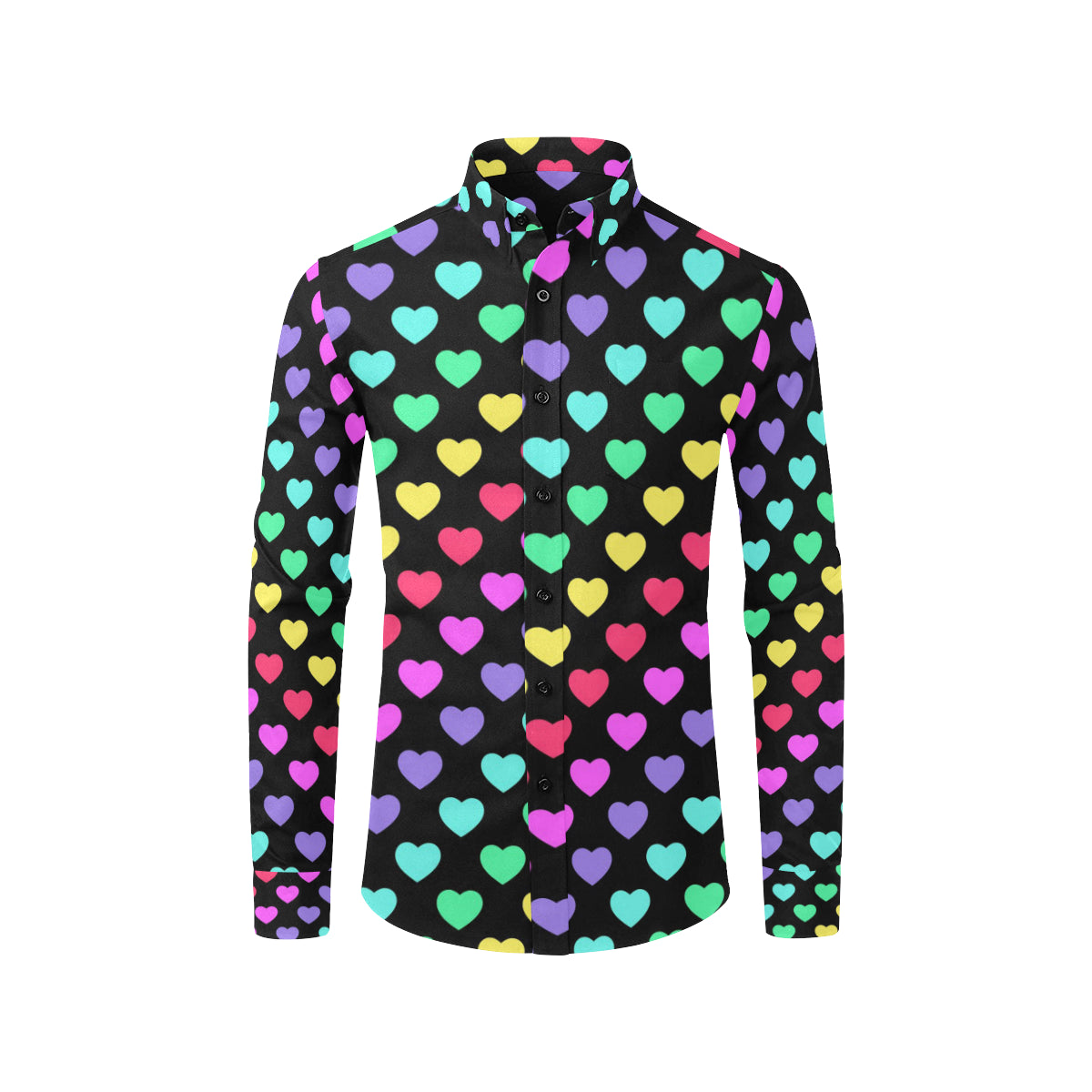 Heart Rainbow Pattern Print Design HE02 Men's Long Sleeve Shirt
