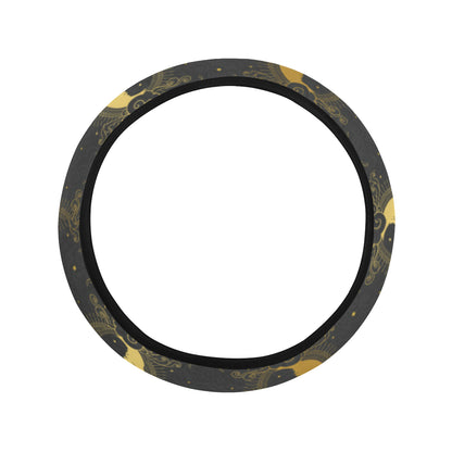 Celestial Moon Sun Pattern Print Design 05 Steering Wheel Cover with Elastic Edge