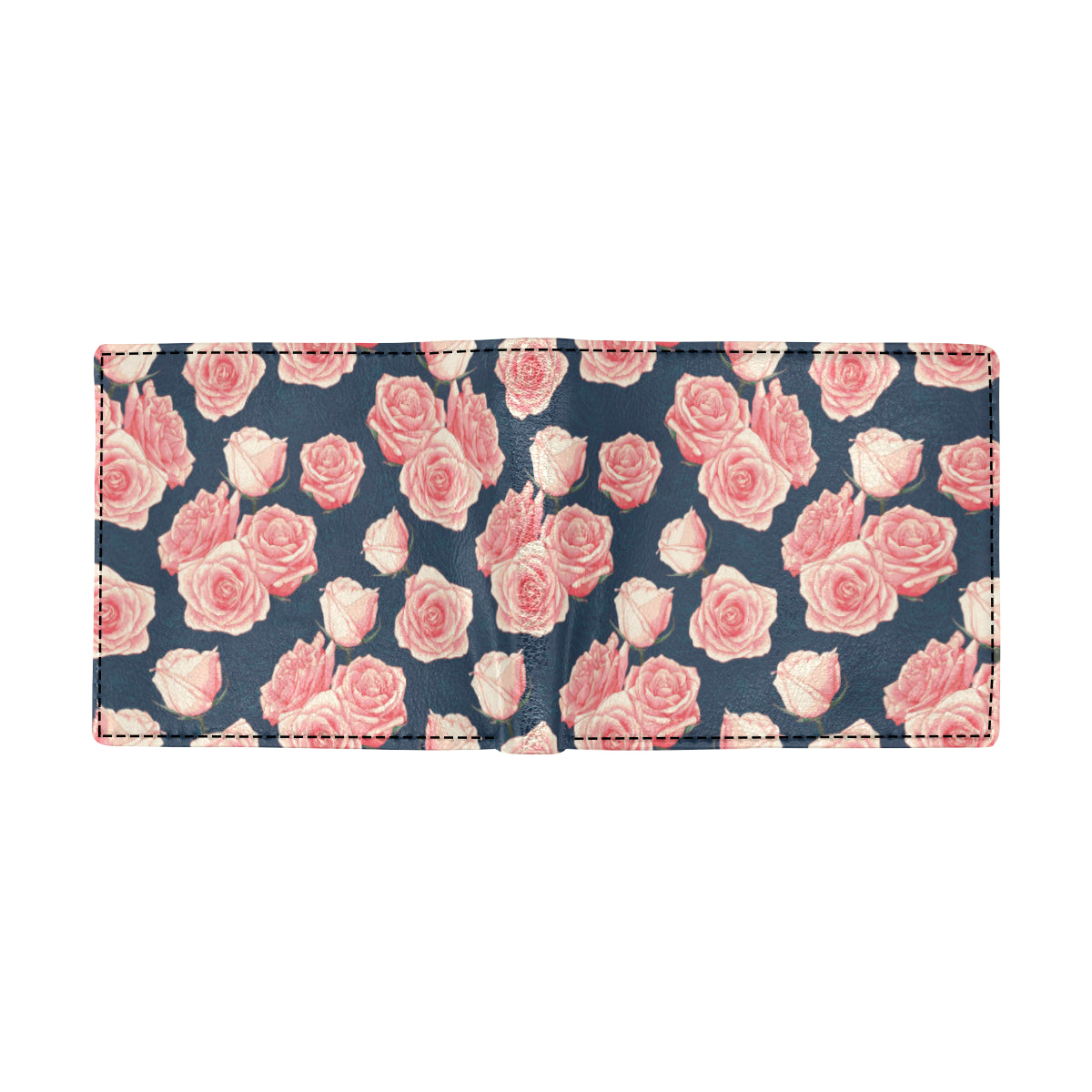 Rose Pattern Print Design A03 Men's ID Card Wallet
