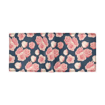Rose Pattern Print Design A03 Men's ID Card Wallet