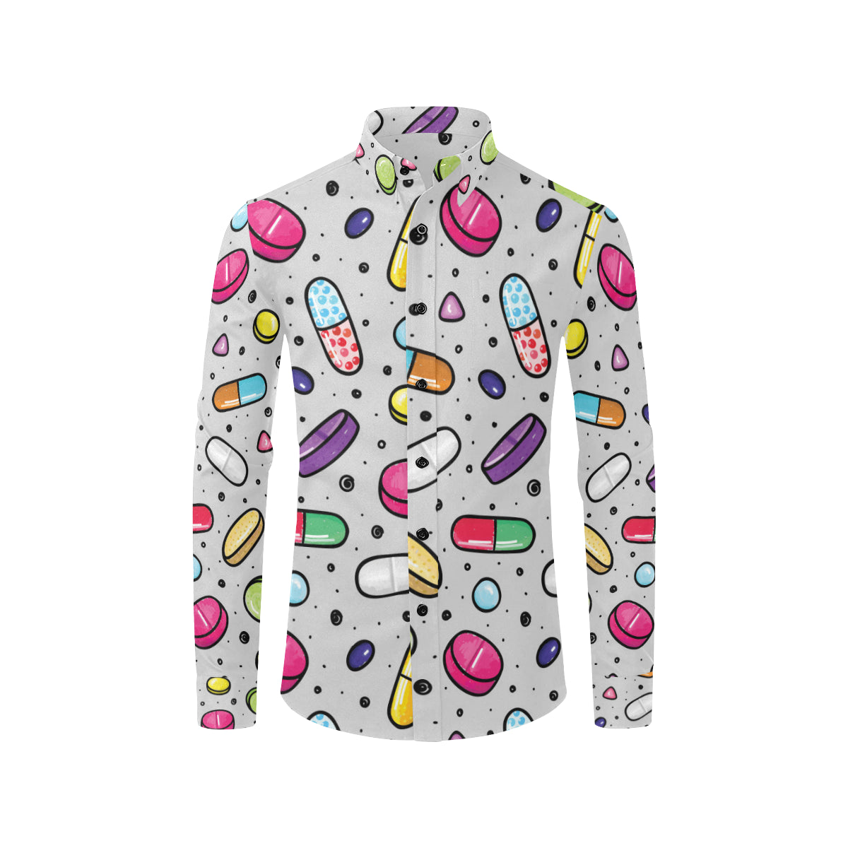 Pill Pattern Print Design A04 Men's Long Sleeve Shirt