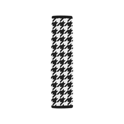 Houndstooth Black White  Pattern Print Design 05 Car Seat Belt Cover