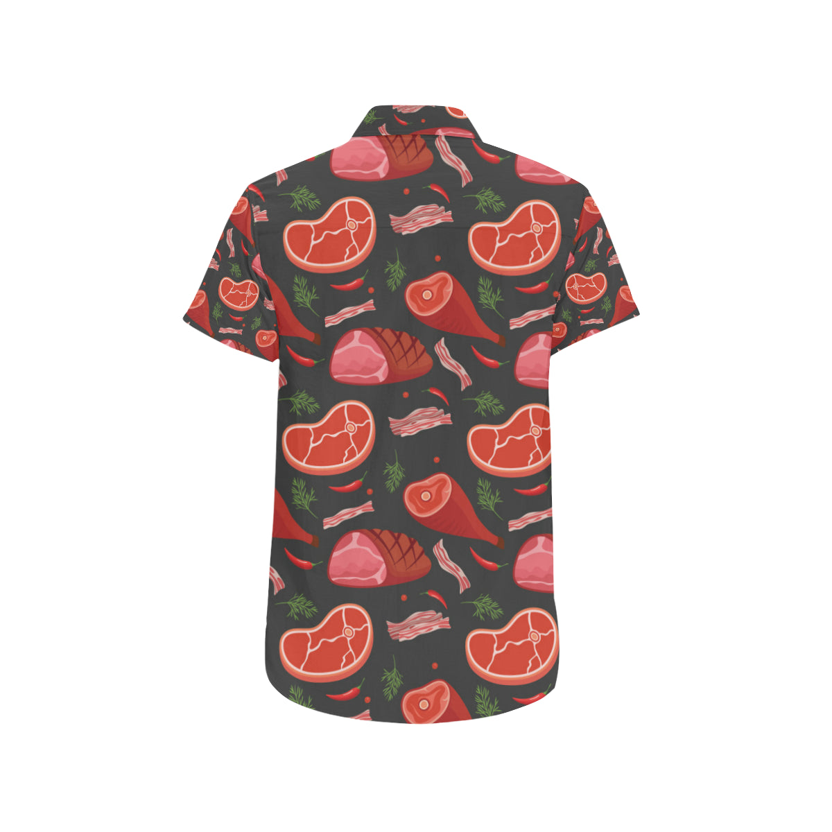 Meat Pattern Print Design 03 Men's Short Sleeve Button Up Shirt