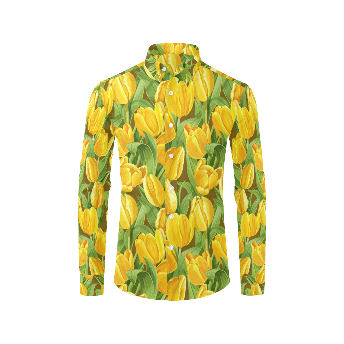 Tulip Yellow Pattern Print Design TP010 Men's Long Sleeve Shirt