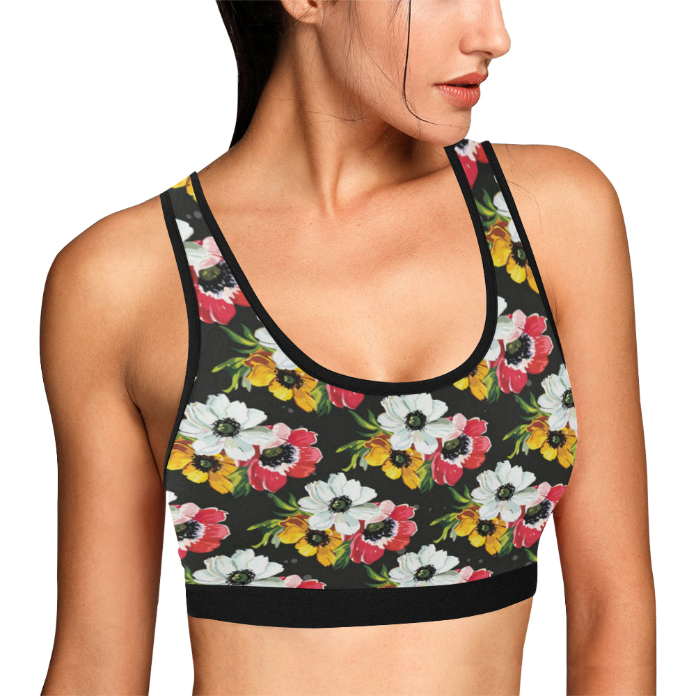 Anemone Pattern Print Design AM07 Sports Bra