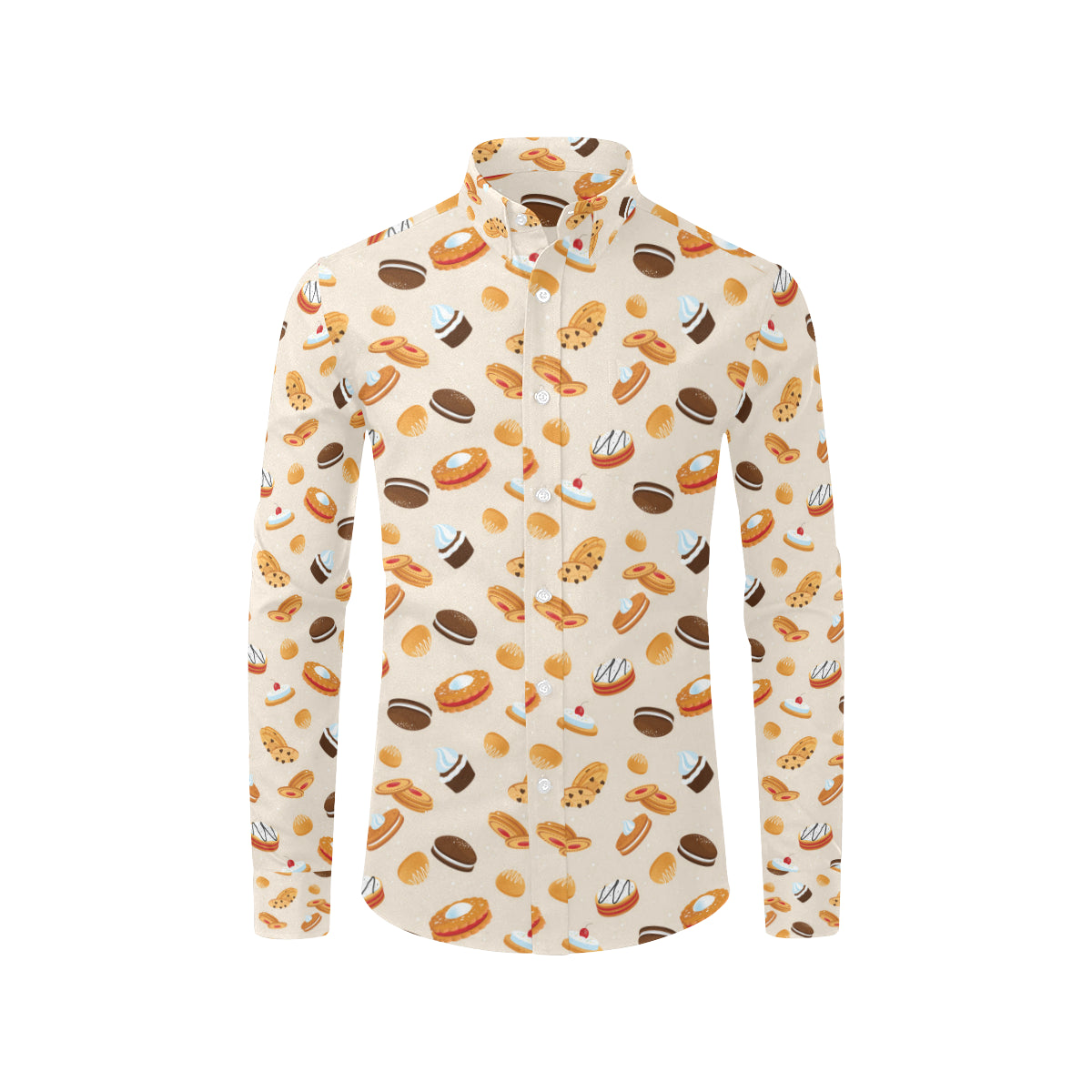 Biscuit Pattern Print Design 01 Men's Long Sleeve Shirt