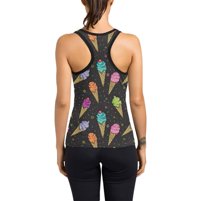Ice Cream Pattern Print Design IC06 Women's Racerback Tank Top