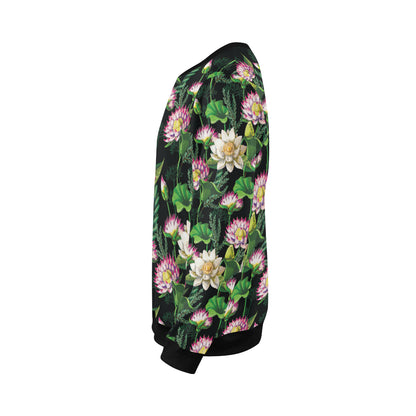 Water Lily Pattern Print Design WL010 Men Long Sleeve Sweatshirt