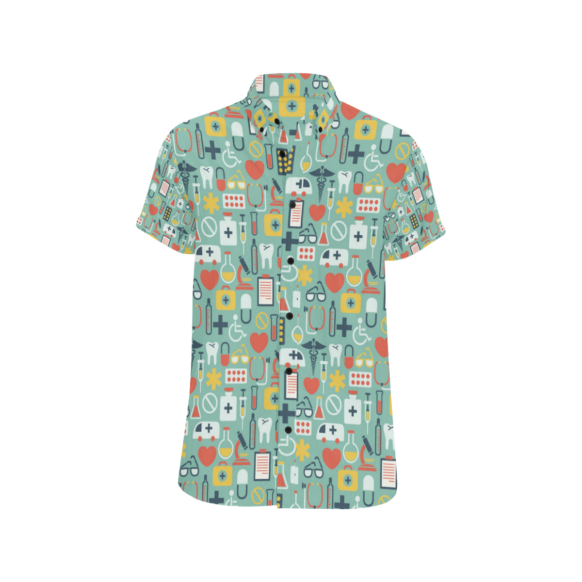 Medical Pattern Print Design 02 Men's Short Sleeve Button Up Shirt