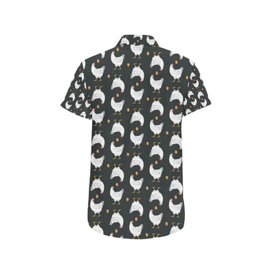 Chicken Pattern Print Design 06 Men's Short Sleeve Button Up Shirt