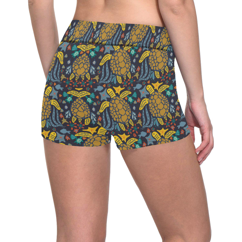 Sea Turtle Pattern Print Design T03 Yoga Shorts