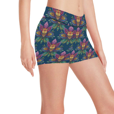 lotus Boho Pattern Print Design LO04 Yoga Shorts