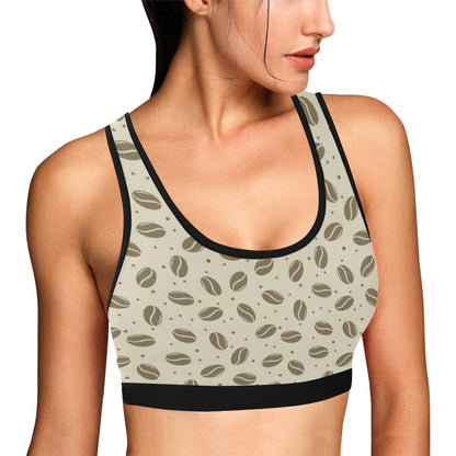 Coffee Pattern Print Design 02 Sports Bra