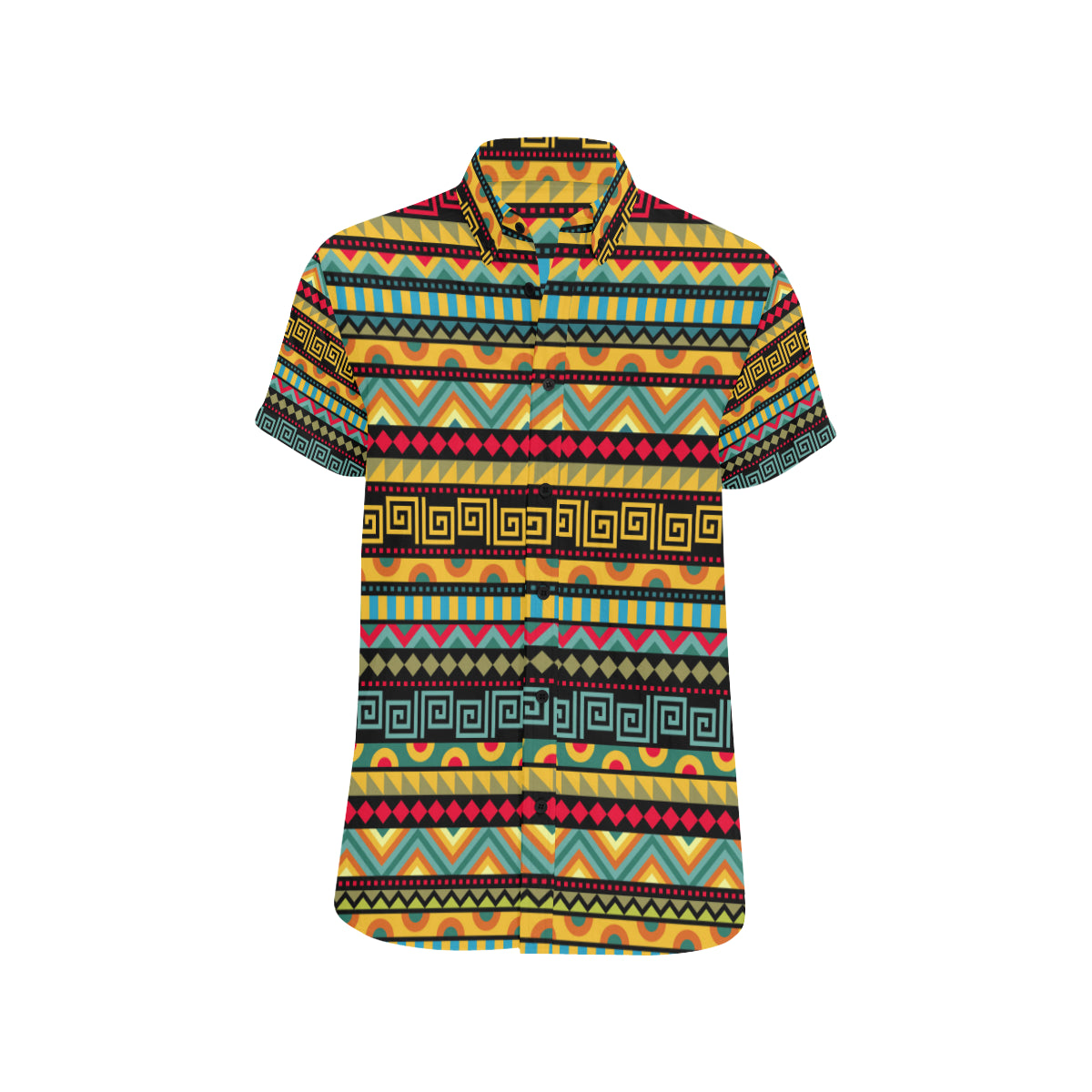 African Pattern Print Design 03 Men's Short Sleeve Button Up Shirt