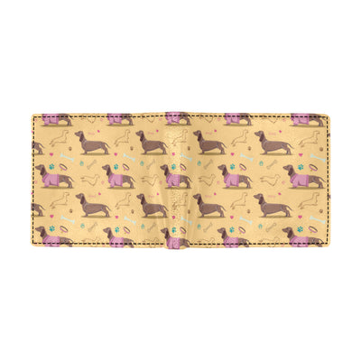 Dachshund Pattern Print Design 07 Men's ID Card Wallet