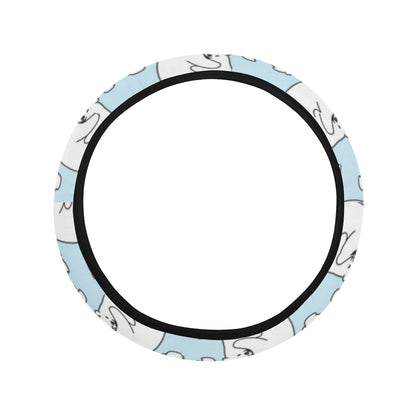 Polar Bear Pattern Print Design PB08 Steering Wheel Cover with Elastic Edge