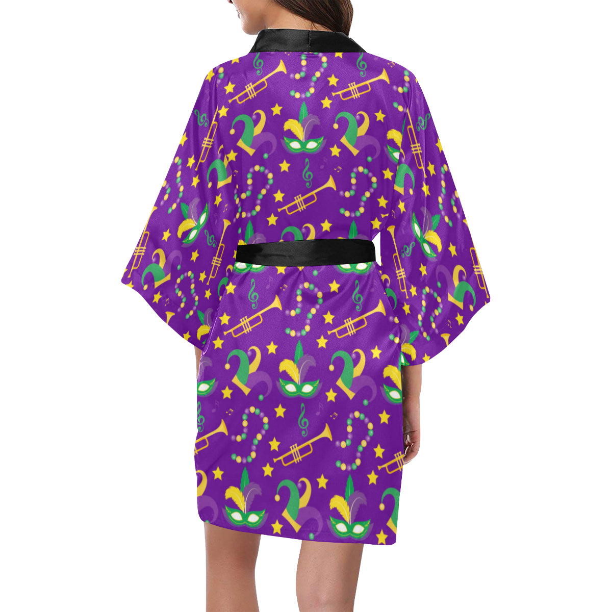 Mardi Gras Pattern Print Design 06 Women's Short Kimono