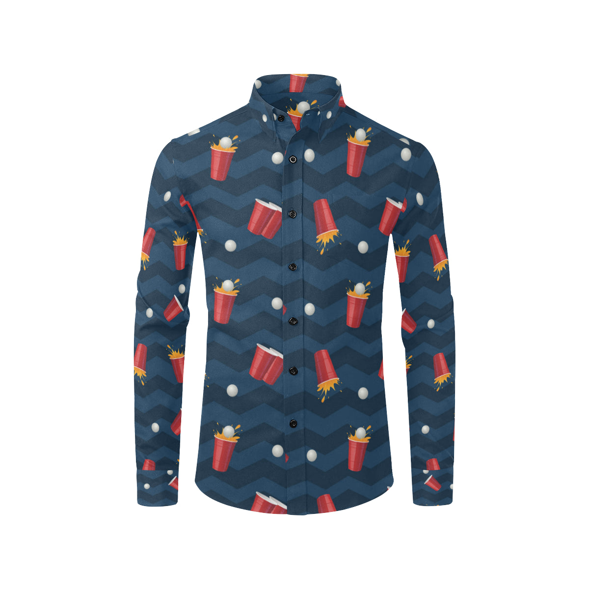 Beer Pong Pattern Print Design 01 Men's Long Sleeve Shirt