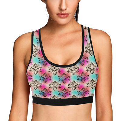 lotus Boho Pattern Print Design LO02 Sports Bra