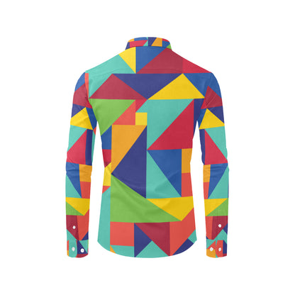 Mosaic Pattern Print Design 01 Men's Long Sleeve Shirt