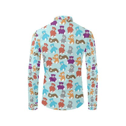 Bear Cute Pattern Print Design 03 Men's Long Sleeve Shirt