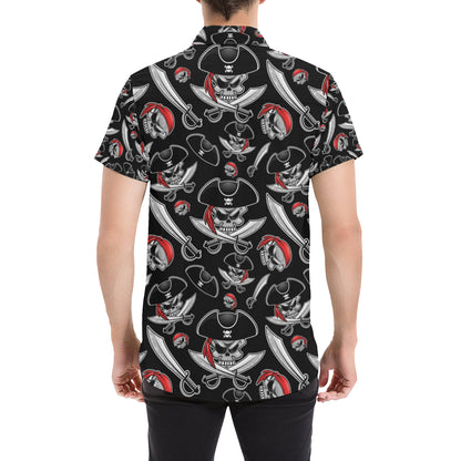 Pirate Pattern Print Design A05 Men's Short Sleeve Button Up Shirt