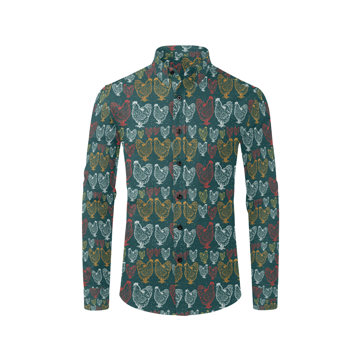 Rooster Hand Draw Design Men's Long Sleeve Shirt
