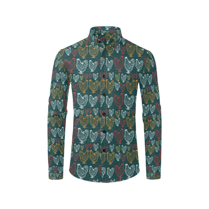 Rooster Hand Draw Design Men's Long Sleeve Shirt