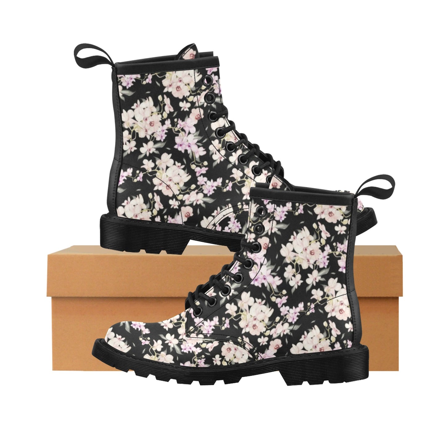 Orchid White Pattern Print Design OR03 Women's Boots