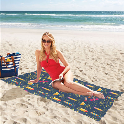 Firework Sparkling Rockets Print Design LKS306 Beach Towel 32" x 71"