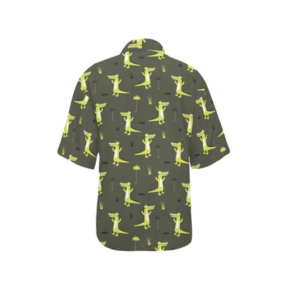 Alligator Pattern Print Design 05 Women's Hawaiian Shirt