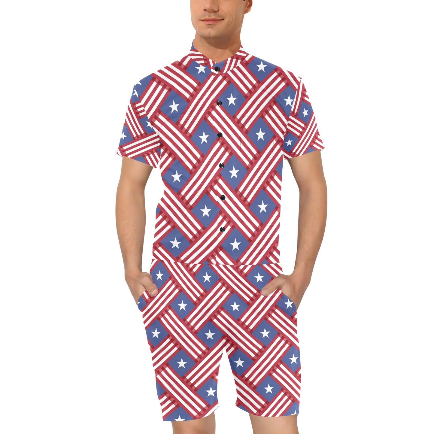 American flag Pattern Men's Romper
