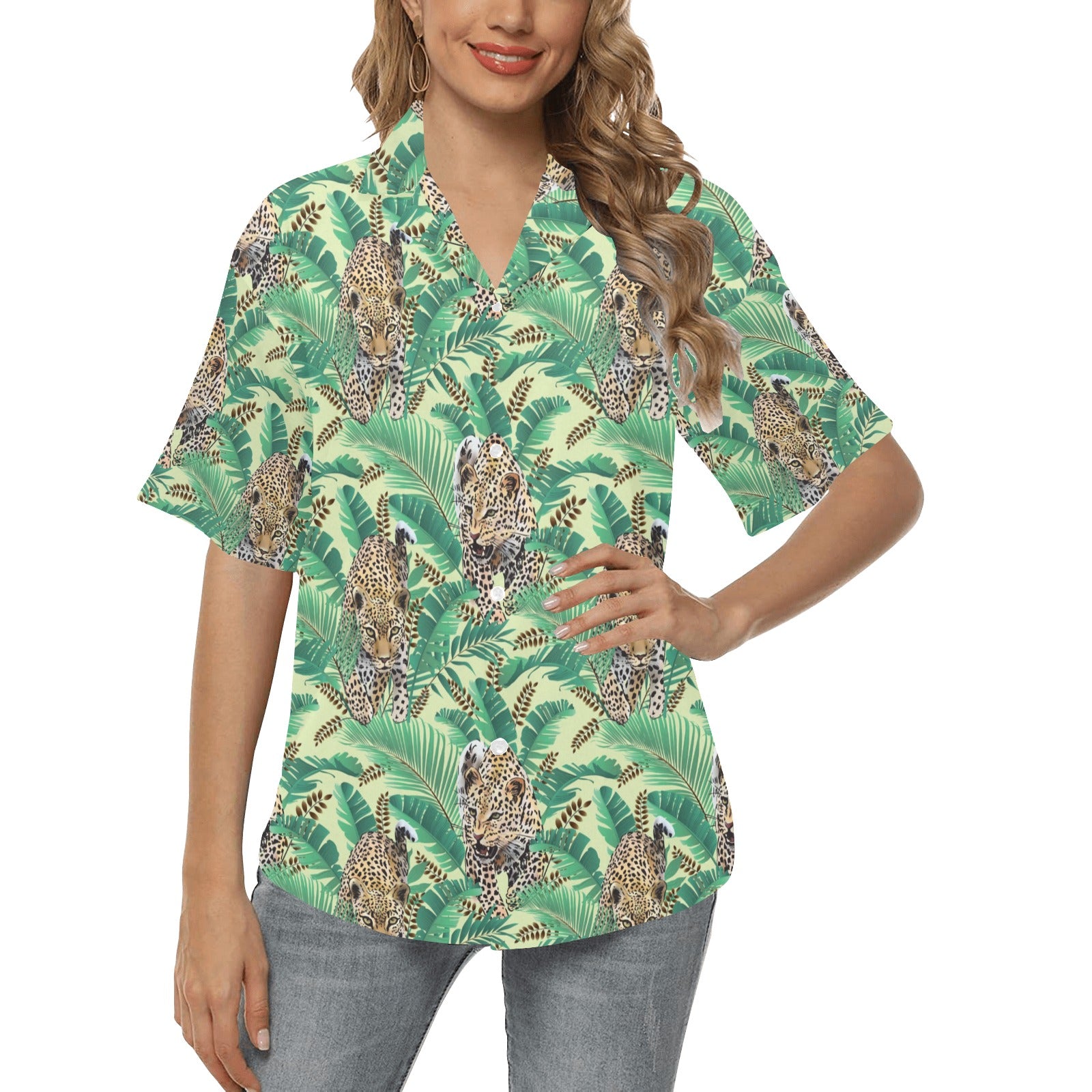 Leopard Pattern Print Design 03 Women's Hawaiian Shirt