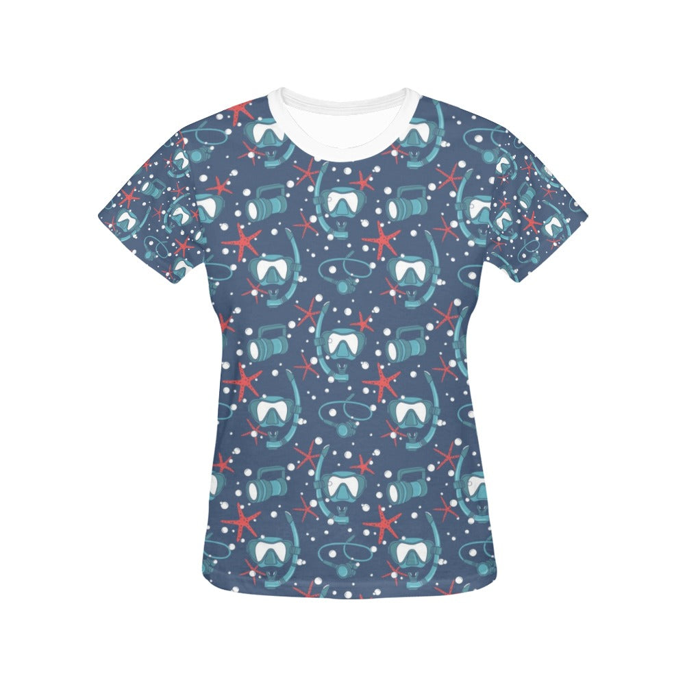 Scuba Equipment Print Design LKS302 Women's  T-shirt