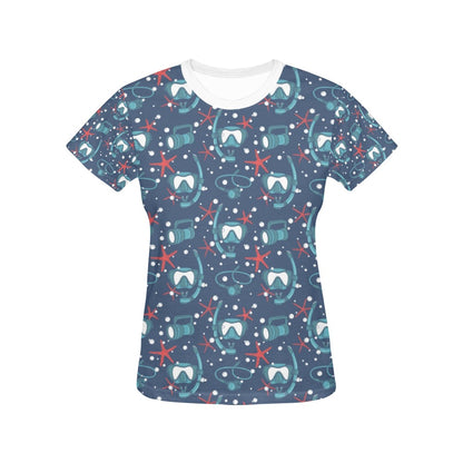 Scuba Equipment Print Design LKS302 Women's  T-shirt