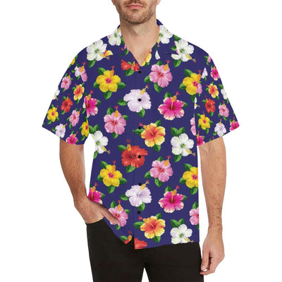 Hibiscus Colorful Print Design LKS301 Men's Hawaiian Shirt