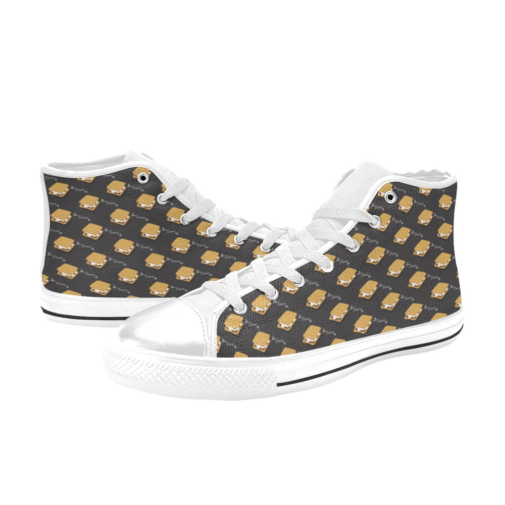 S_Mores Print Design LKS301 High Top Women's White Shoes