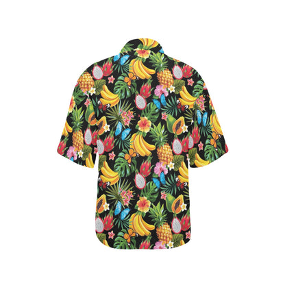 Tropical Fruits Pattern Print Design TF04 Women's Hawaiian Shirt