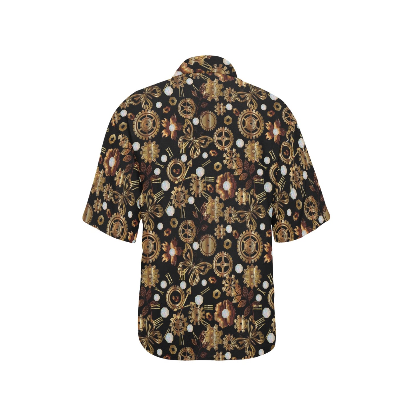 Steampunk Butterfly Design Themed Print Women's Hawaiian Shirt