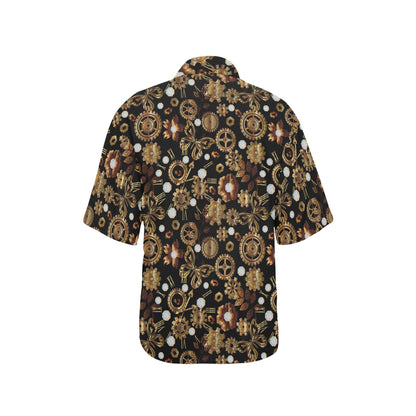 Steampunk Butterfly Design Themed Print Women's Hawaiian Shirt