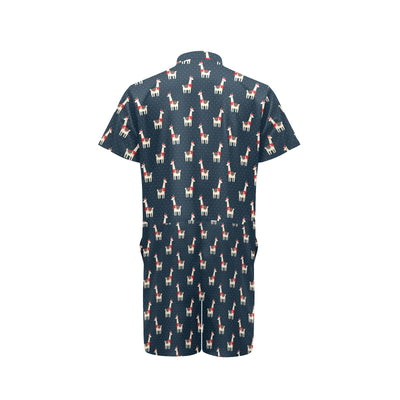 Llama with Polka Dot Themed Print Men's Romper